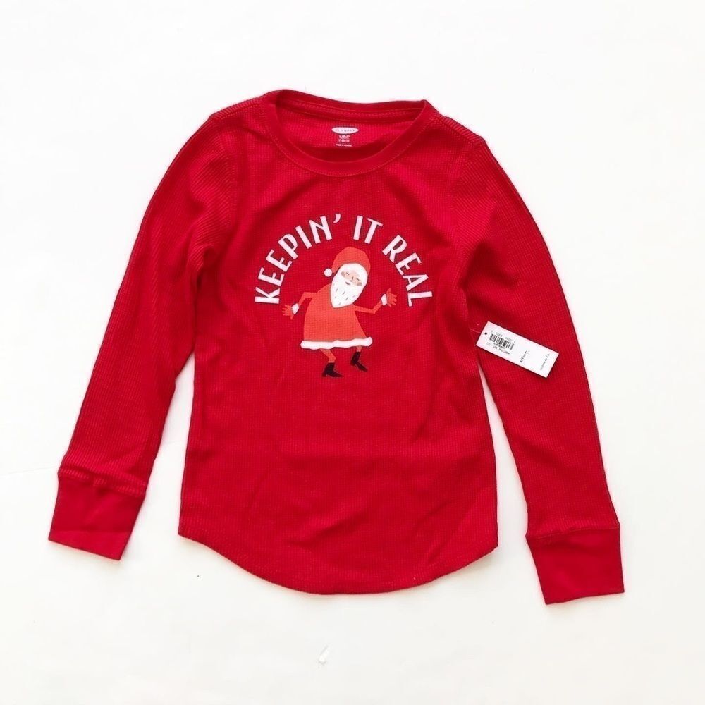 Old Navy NWT Santa Long sleeve waffle top S(6/7)
